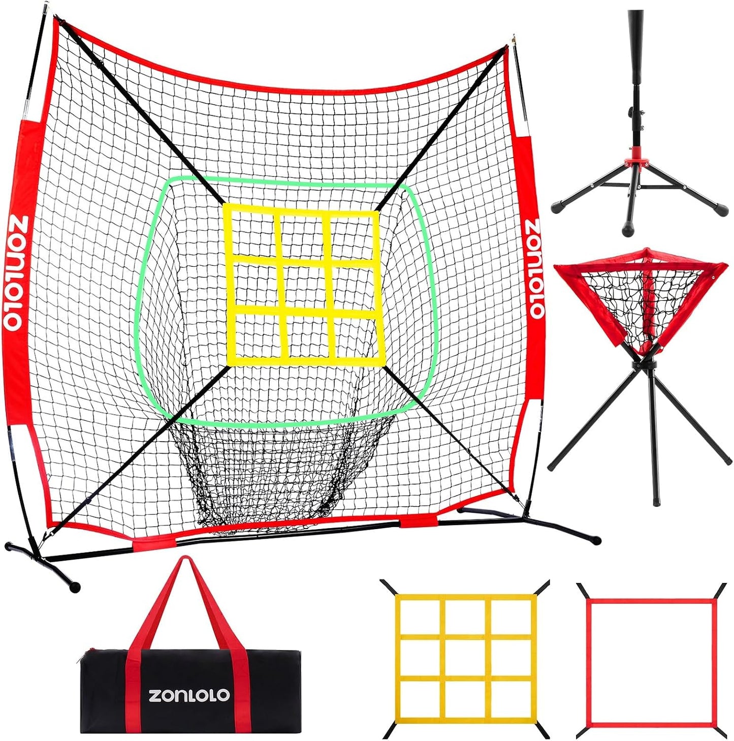 ZONLOLO 6x6ft Portable Baseball & Softball Net for Hitting and Pitching
