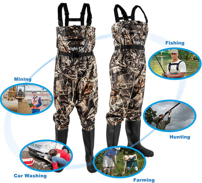 Night Cat Fishing Waders for Men Women Waterproof Hunting Chest Wader with Bootfoot Belt Breathable Lightweight