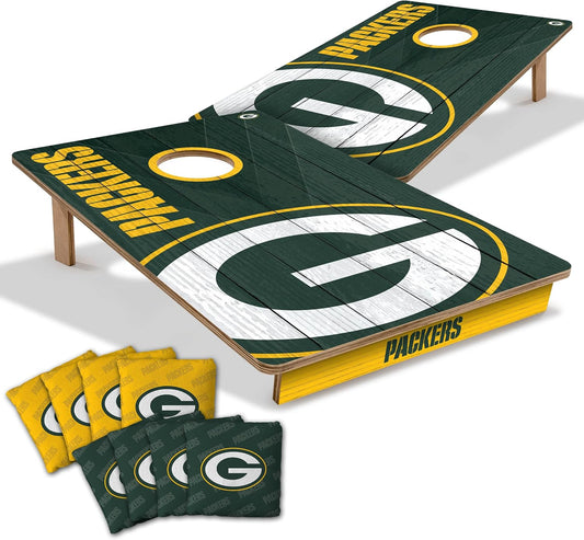 YouTheFan NFL Green Bay Packers 2' x 3' Wood Cornhole Game with Logo Bags