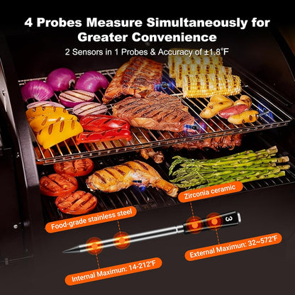 4-Probes Smart Wireless Meat Thermometer with WiFi & Bluetooth