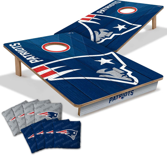 YouTheFan NFL New England Patriots 2' x 3' Wood Cornhole Game with Logo Bags