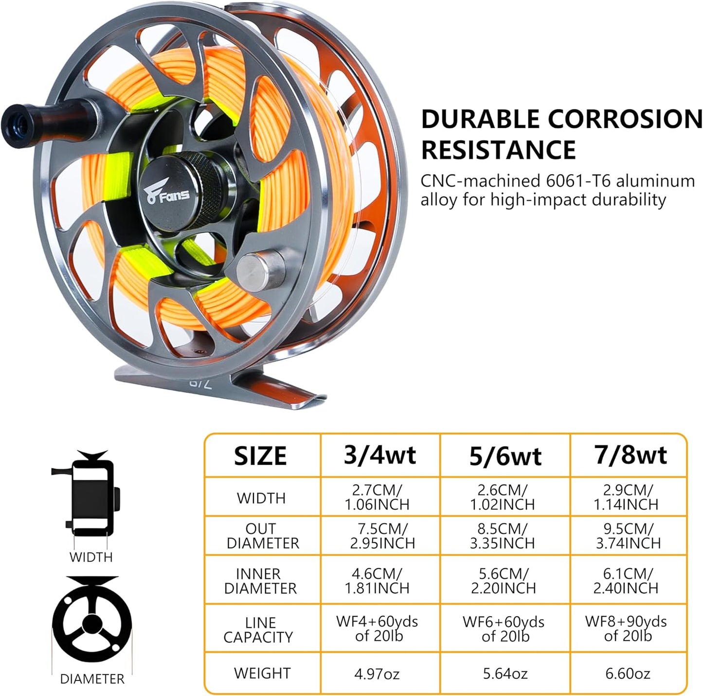 8Fans Fly Fishing Rod and Reel Combos with 4-Sections Portable Fly Rod and CNC-machined Aluminum Alloy Fly Reel,Fly Fishing Complete Starter Package