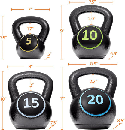 Yaheetech 50 LBS kettlebell set, Include 5lb, 10lb, 15lb, 20lb
