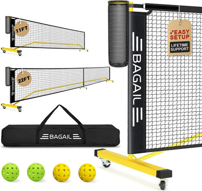BAGAIL Portable Pickleball Net Set with Wheels, 22 FT Regulation Size