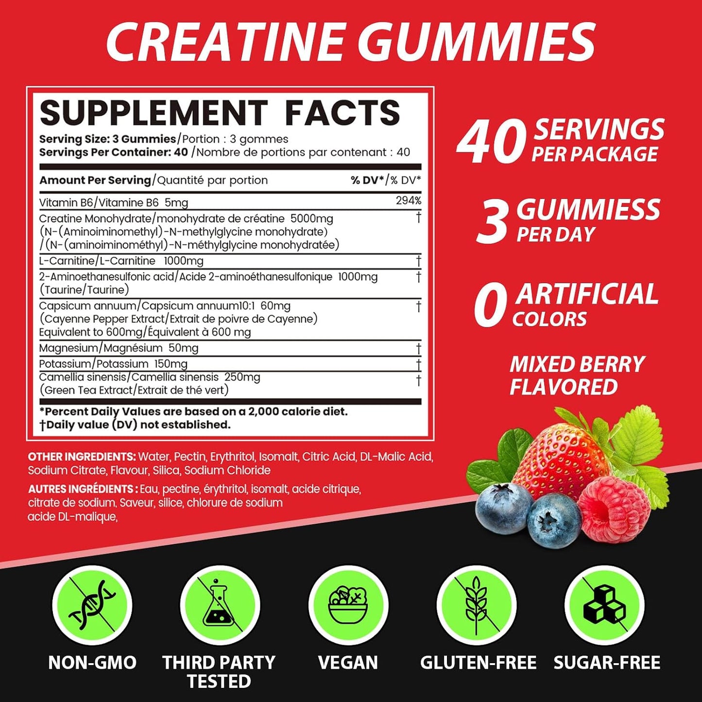 8 IN 1 Creatine Monohydrate Gummies for Men & Women