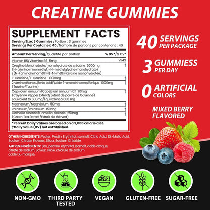 8 IN 1 Creatine Monohydrate Gummies for Men & Women