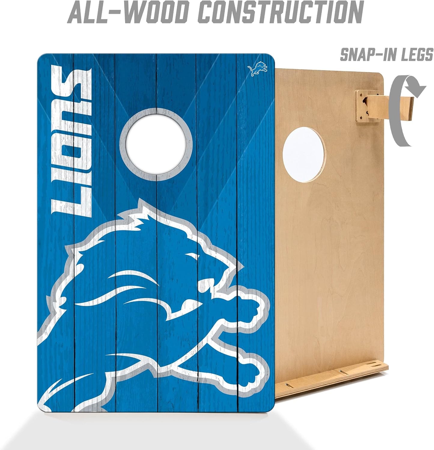 YouTheFan NFL Detroit Lions 2' x 3' Wood Cornhole Game with Logo Bags