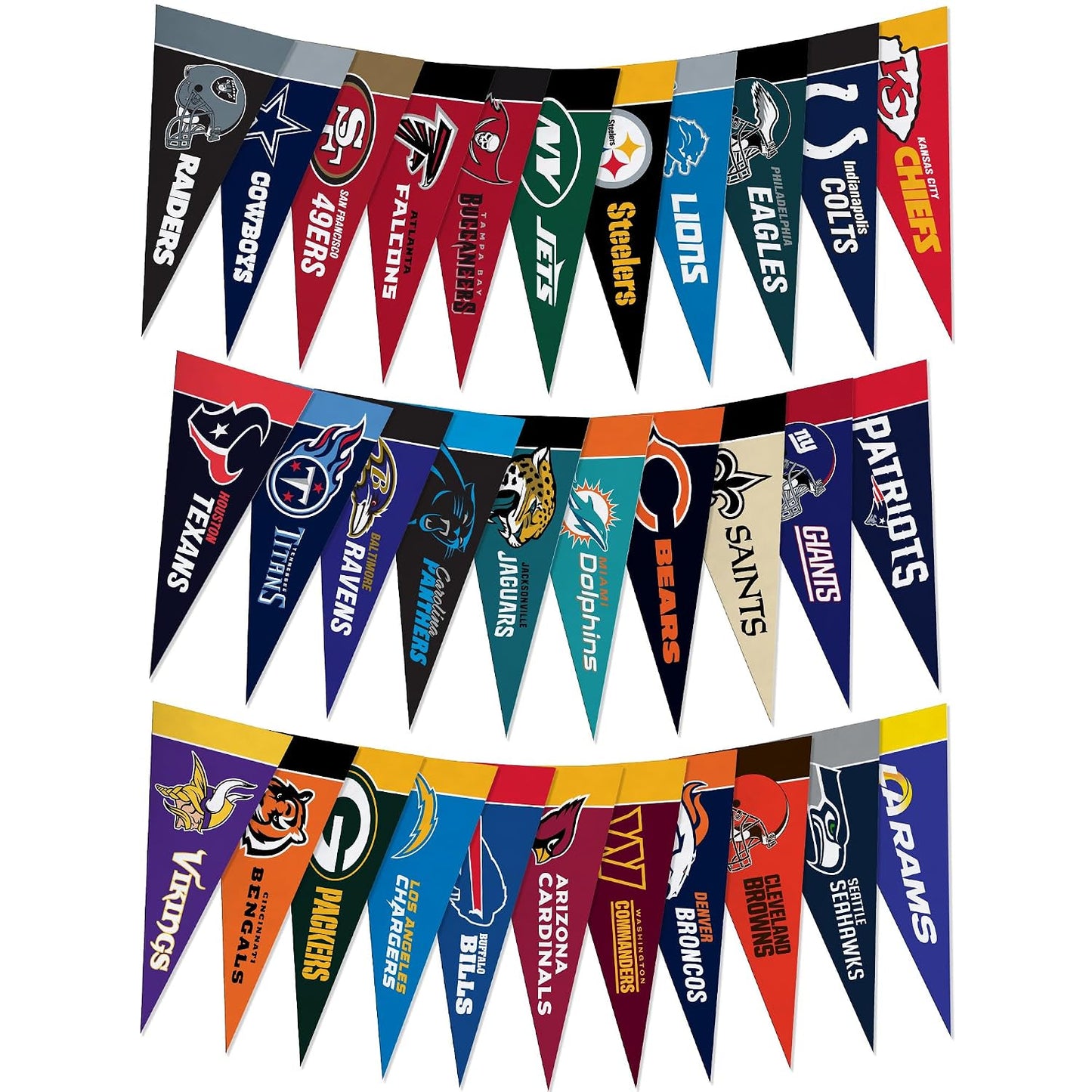 Rico Industries NFL Complete Felt Mini Pennant Set – All 32 Teams (4" x 9")