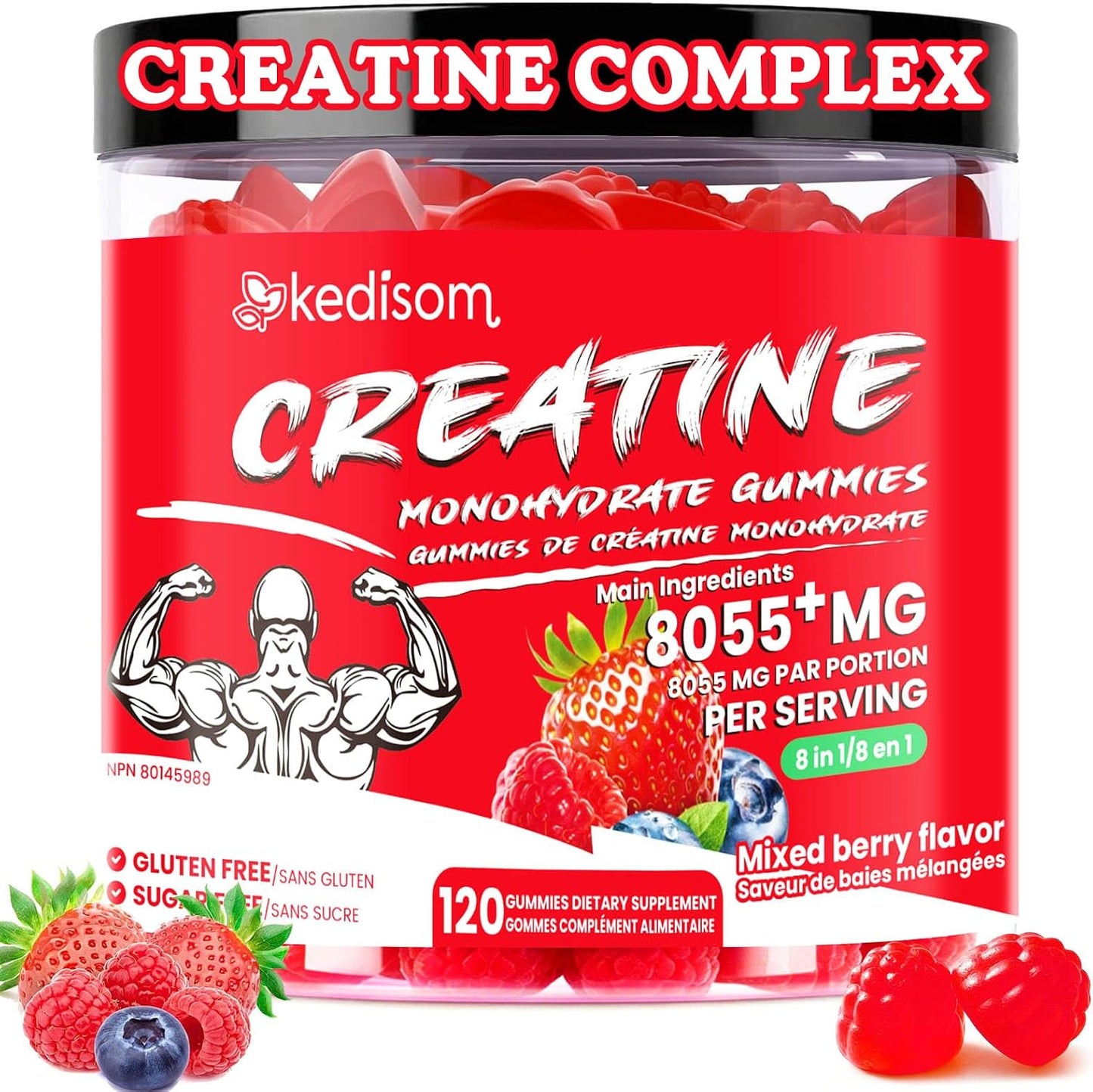 8 IN 1 Creatine Monohydrate Gummies for Men & Women