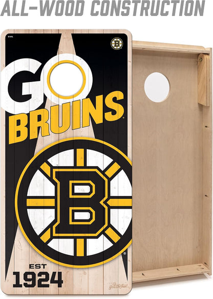 YouTheFan NHL Boston Bruins 2’ x 4’ Professional Wood Cornhole Game with Logo Bags