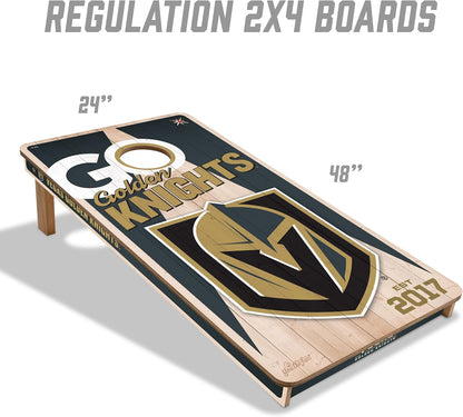 YouTheFan NHL Vegas Golden Knights 2’ x 4’ Professional Wood Cornhole Game with Logo Bags