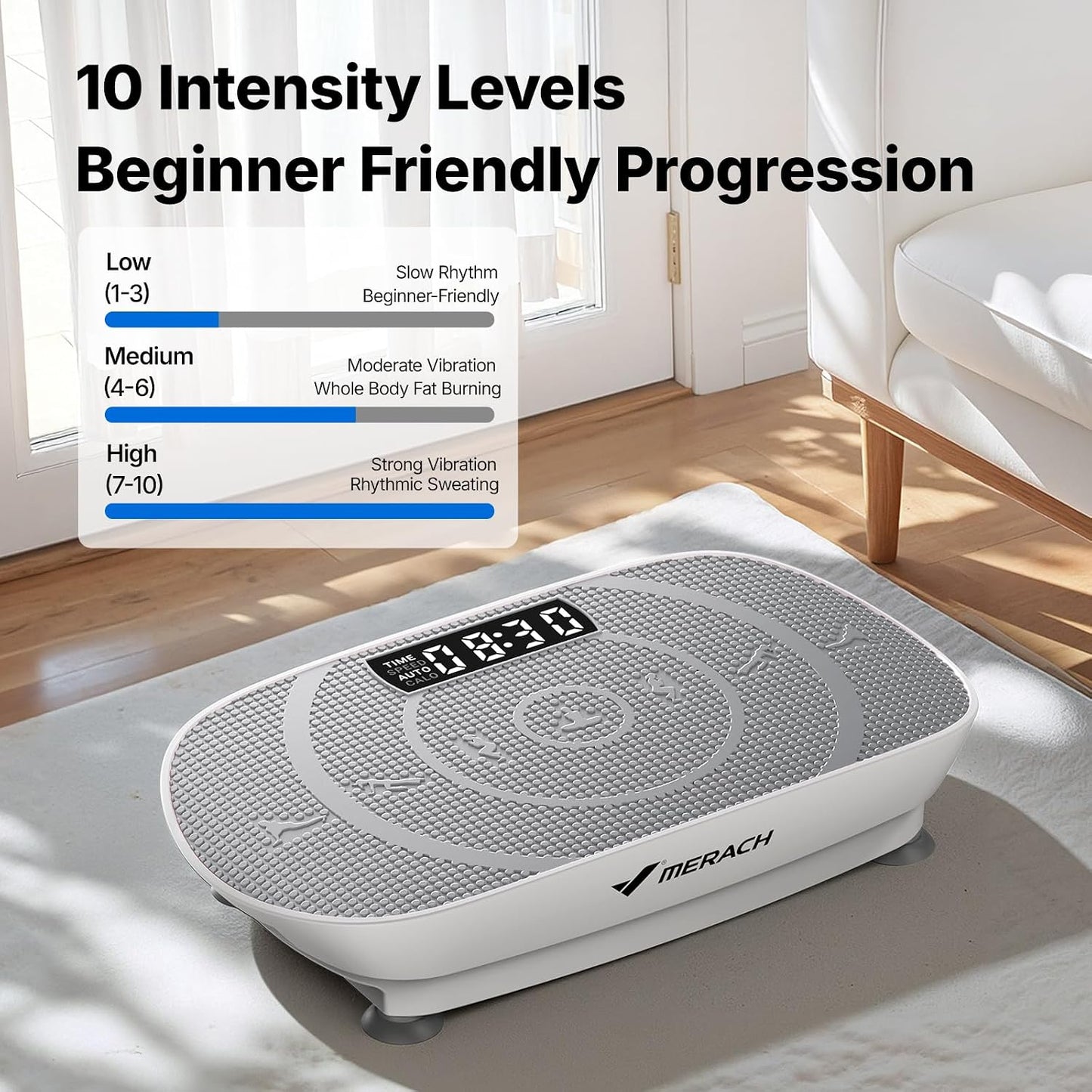 MERACH CV30 Curved Vibration Plate Exercise Machine with Resistance Band | 330lbs Capacity