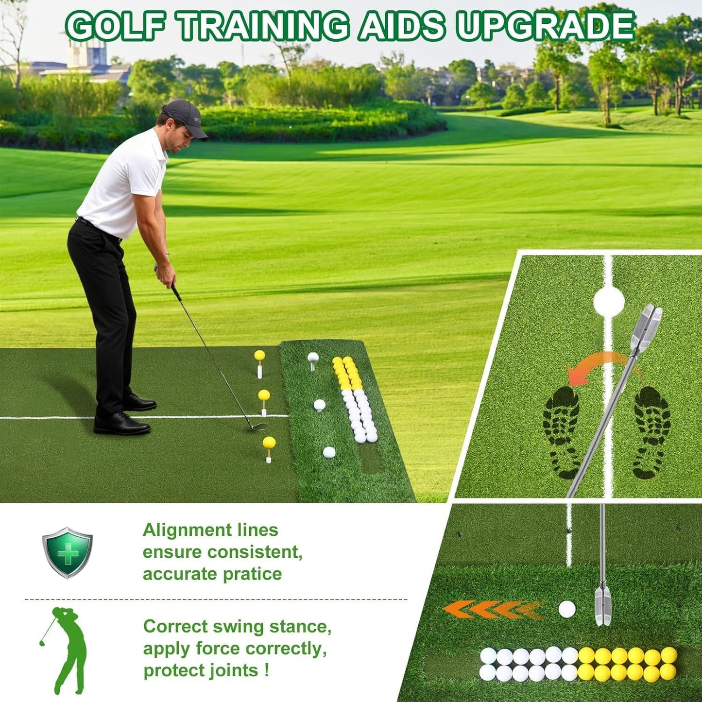 Golf Mat, 5x4FT&23X16IN Practice Mat Indoor/Outdoor,Artificial Thickened Golf Hitting Mat
