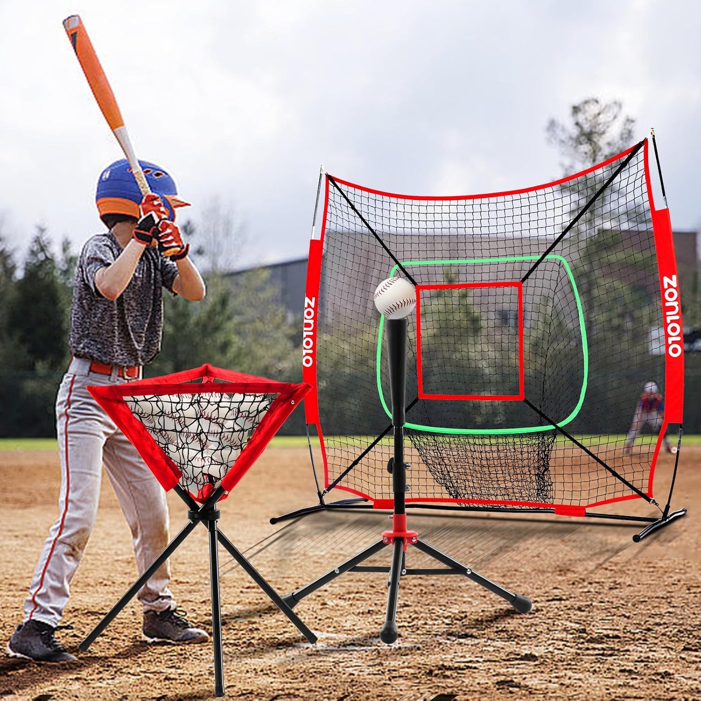 ZONLOLO 6x6ft Portable Baseball & Softball Net for Hitting and Pitching