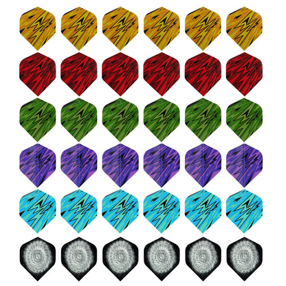Huanqu113 Dart Accessories Set Includes: 36 Dart Flights, 36 Dart Shafts, 5 Dart Flight Protectors, 36 Spring Rings, Suitable for All Dart Players.