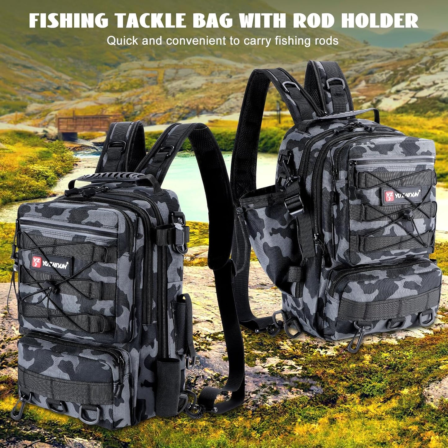 Fishing Backpack with Rod Holder, Fishing Tackle Storage Bags Fishing Tackle Box Backpack Fishing Tackle Bag