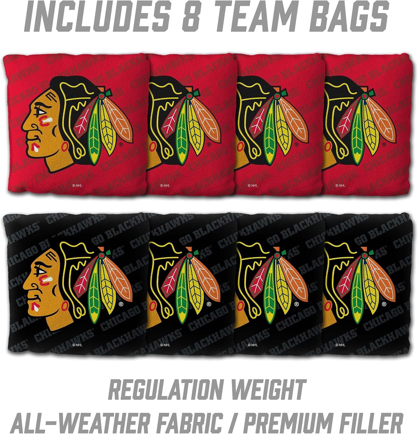 YouTheFan NHL Chicago Blackhawks 2’ x 4’ Professional Wood Cornhole Game with Logo Bags