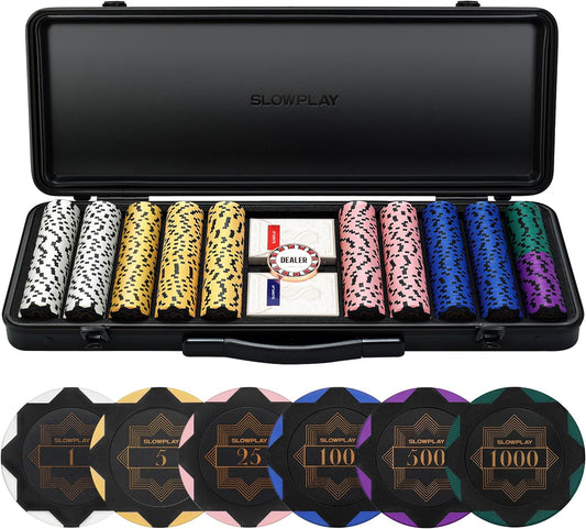 SLOWPLAY Nash Clay Poker Set, 14g&40mm Poker Chips for Texas Hold'em