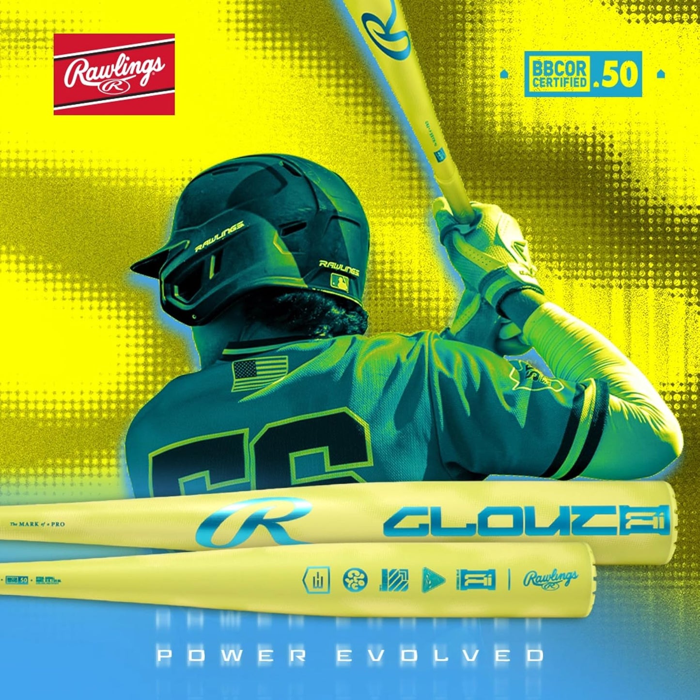 Rawlings | 2026 | Clout AI Baseball Bat | BBCOR | -3 | 1 Pc. Alloy