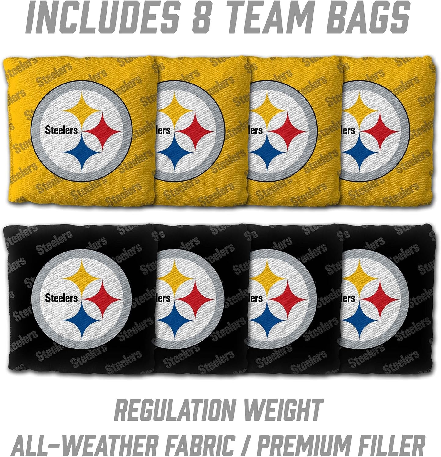 YouTheFan NFL Pittsburgh Steelers 2' x 3' Wood Cornhole Game with Logo Bags