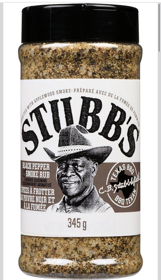 Stubb's Black Pepper & Smoke Rub Seasoning, Crafted with Applewood Smoke, Texas BBQ, Flavourful Barbecue Rub for Brisket, Burgers, Chicken or Pork, 345 g