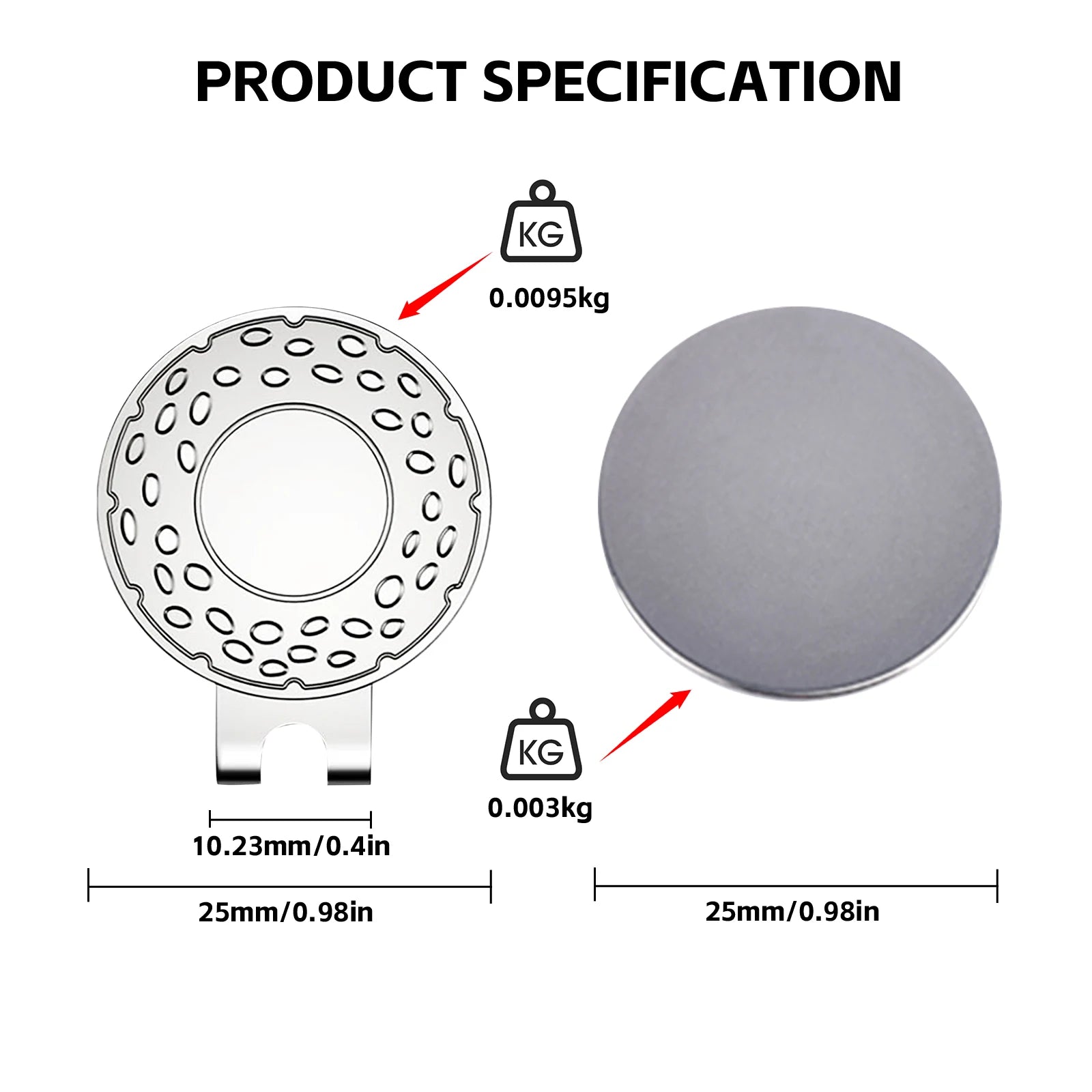 2Pcs Magnetic Golf Hat Clip Ball Marker Set - 25mm Strong Magnet Cap