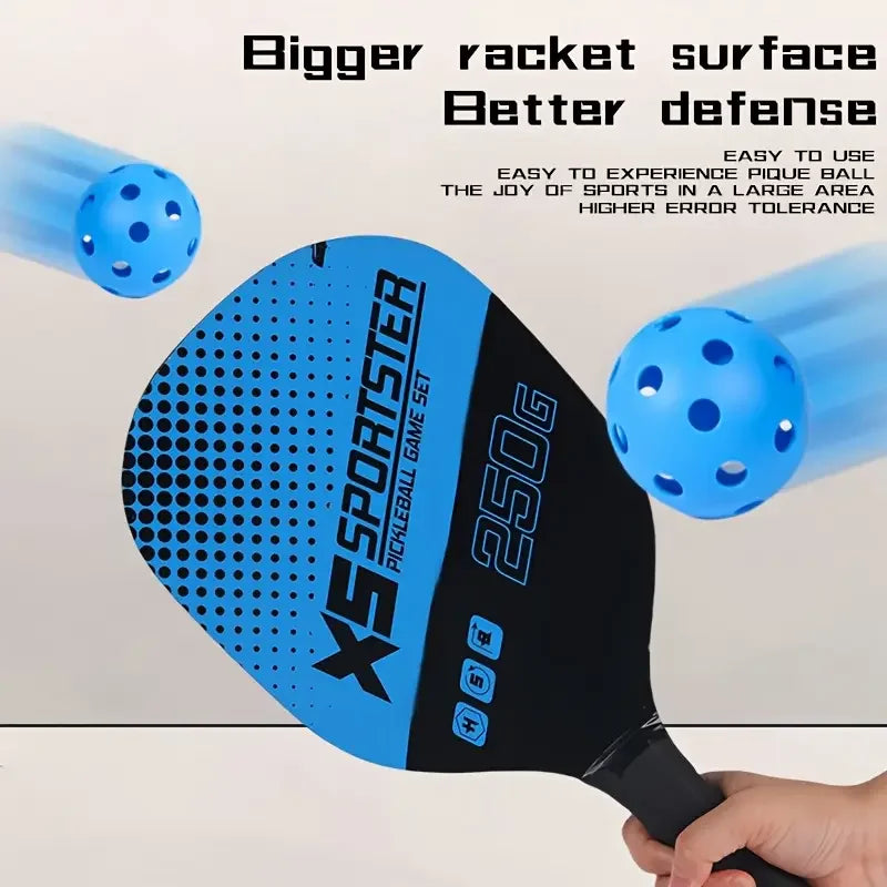 Pickleball Racket Set (2 Rackets + 4 Balls + 1 Cosmetics Bag)