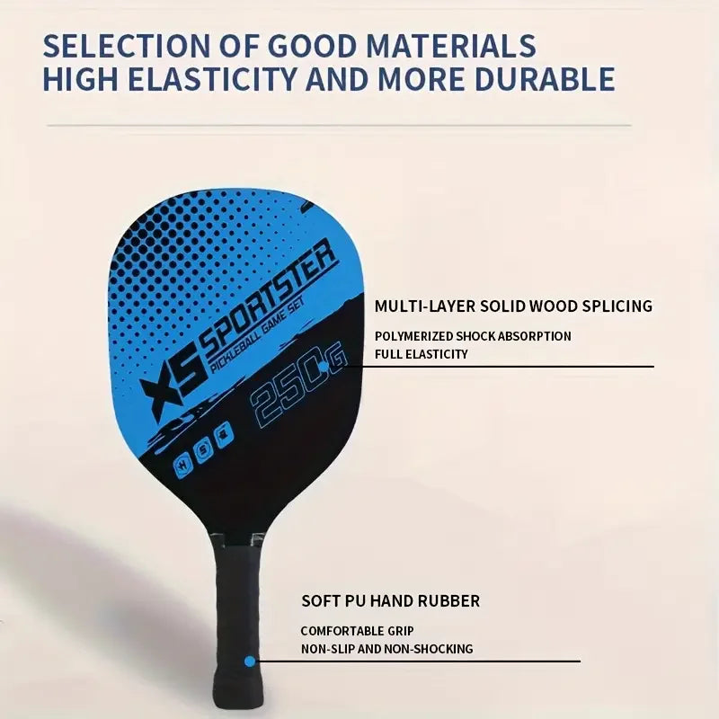Pickleball Racket Set (2 Rackets + 4 Balls + 1 Cosmetics Bag)