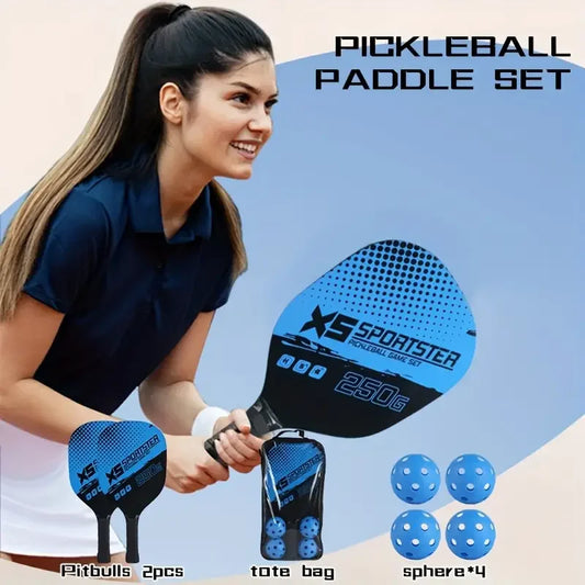 Pickleball Racket Set (2 Rackets + 4 Balls + 1 Cosmetics Bag)