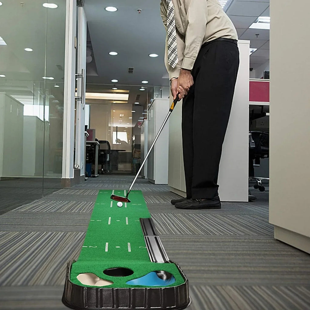 Golf Indoor Putting Mat Putter Trainer Green Carpet Practice Set Ball