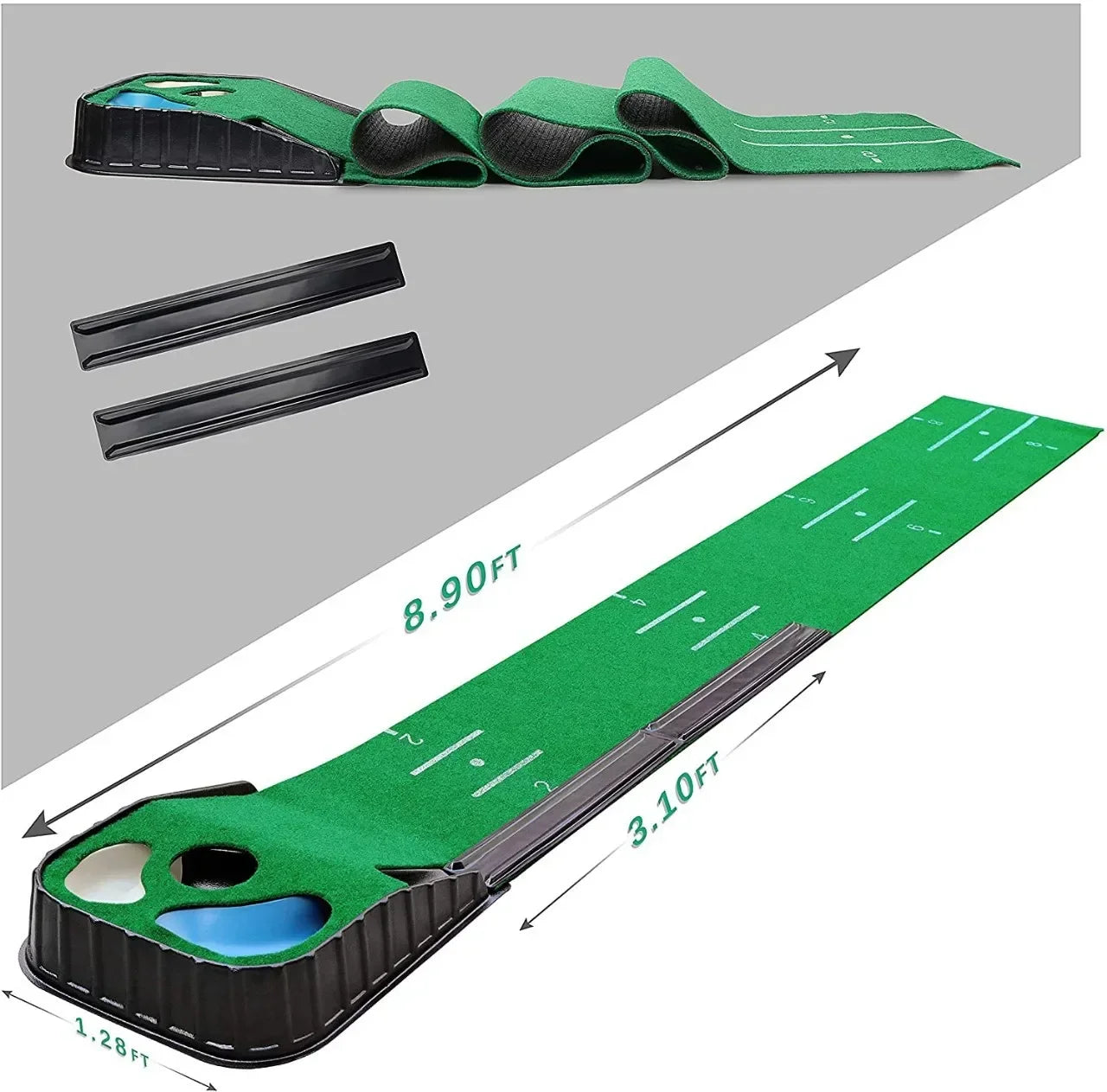 Golf Indoor Putting Mat Putter Trainer Green Carpet Practice Set Ball