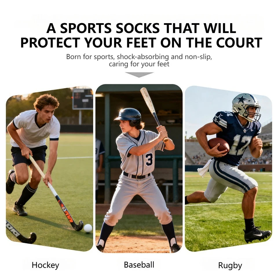Loogdeel High-Tech Sports Socks Anti-Slip Sweat-Absorbing Long