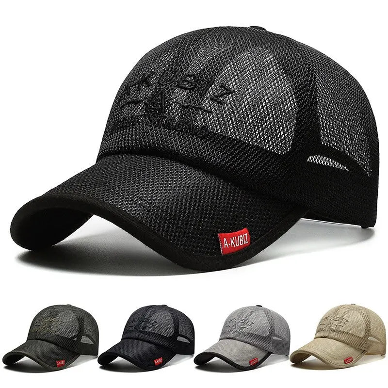 Mesh Baseball Cap Unisex Breathable Adjustable Trucker Hat Embroidered