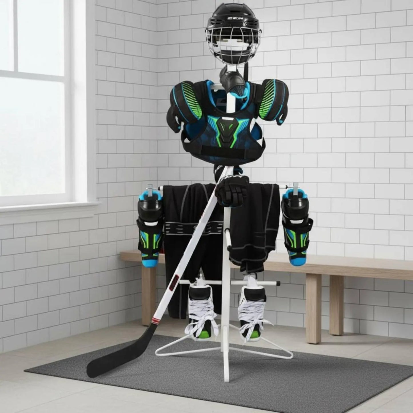 Hockey Gear Drying Rack Stable Base Hockey Equipment Drying Rack Vertical Gear Organizer Easy Assembly for Garage