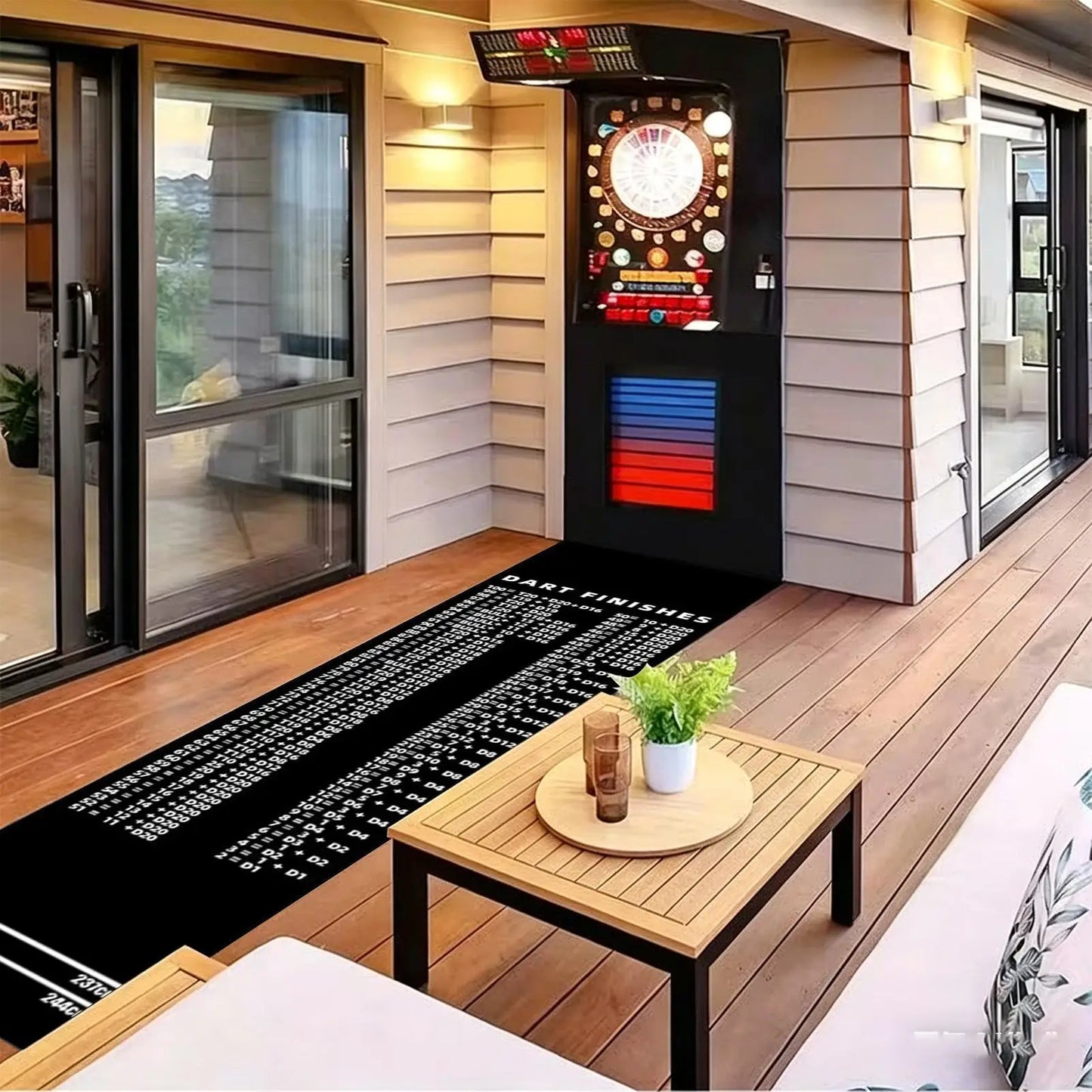 Dart Mat Non Slip Darts Mat Checkouts with Throw Lines Heavy Duty Dart Points and Flooring Protector for Game Room Office Sports