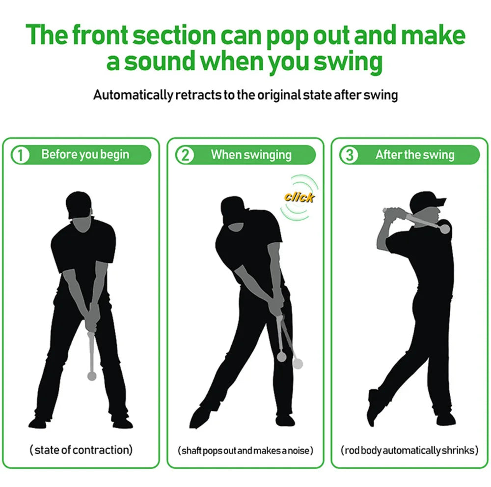 Golf Left and Right Hands Telescopic Swing Trainer Posture Corrector Practice Golf Swing Practice Telescopic Rod Trainer