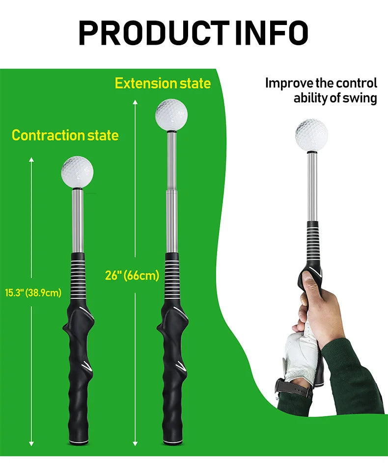 Golf Left and Right Hands Telescopic Swing Trainer Posture Corrector Practice Golf Swing Practice Telescopic Rod Trainer