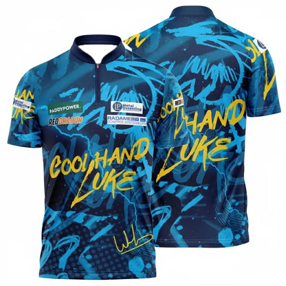 Men's Darts Polo Shirt Quick Dry Breathable Competition Dart Jersey Professional Match Sportswear Top Outdoor Game Uniform